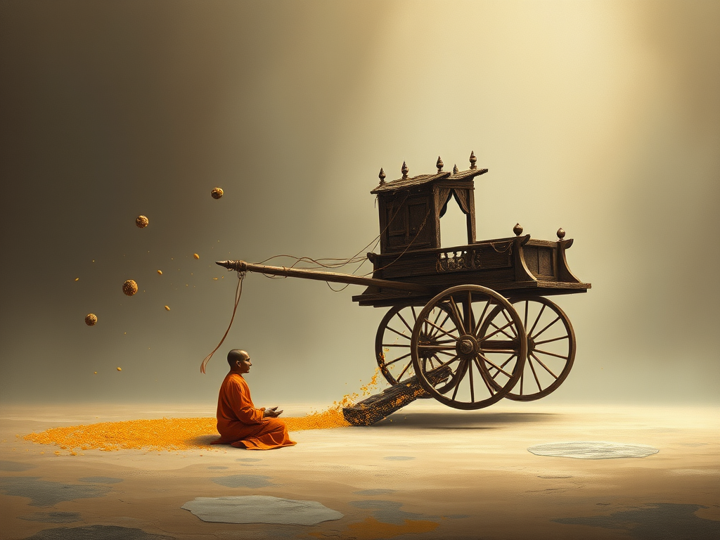 Nagasena's chariot dissolving into golden dust